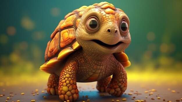 una foto gratis de diseño de tortuga renderizado en 3d