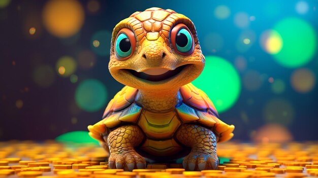 una foto gratis de diseño de tortuga renderizado en 3d