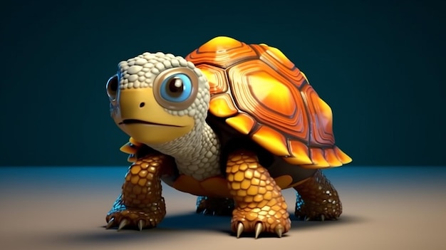 una foto gratis de diseño de tortuga renderizado en 3d