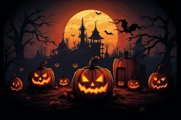 Foto gratis de fondo de pantalla de halloween con calabazas malvadas