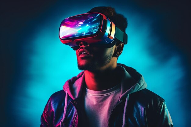 Foto grátis homem de tiro médio usando óculos vr