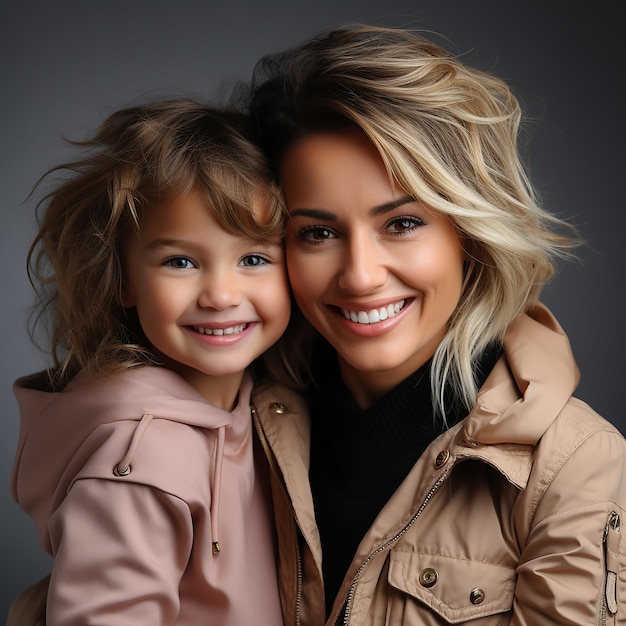 Foto grátis mãe com a filha juntas se divertindo com fundo branco