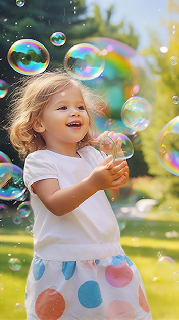 Foto grátis menina menino filhos pai e filho soprando e brincando com bolhas de sabão