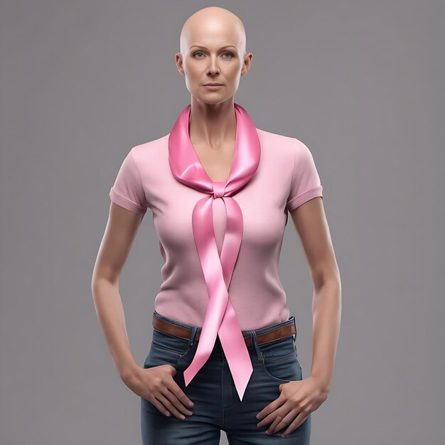 foto gratis de mujer luchando contra el cáncer de mama Generada por AI