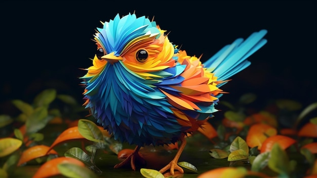 una foto gratis de pájaro colorido renderizado en 3d