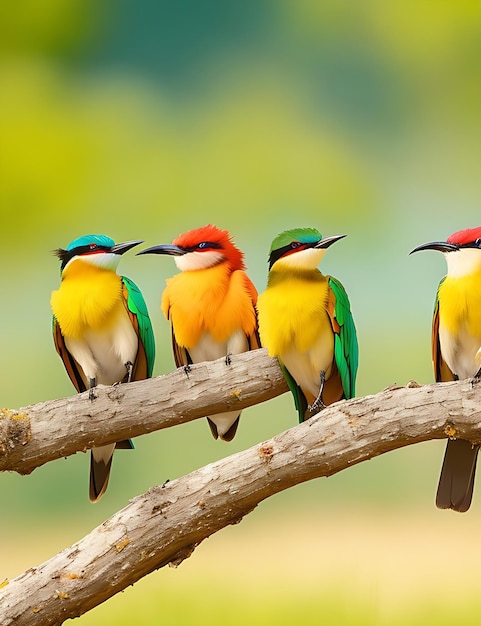 Foto gratis un pájaro colorido se sienta en una rama en el bosque