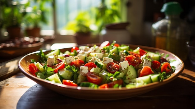 Foto foto grátis salada grega no prato