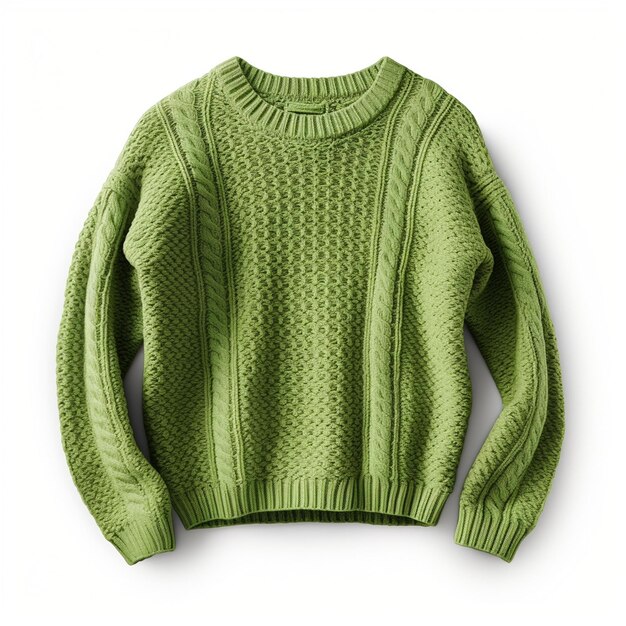 Foto gratis suéter frontal verde aislado fondo blanco