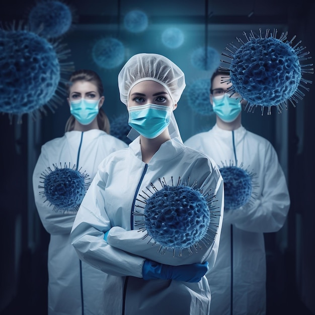 Foto gratis trabajadores sanitarios previniendo el virus