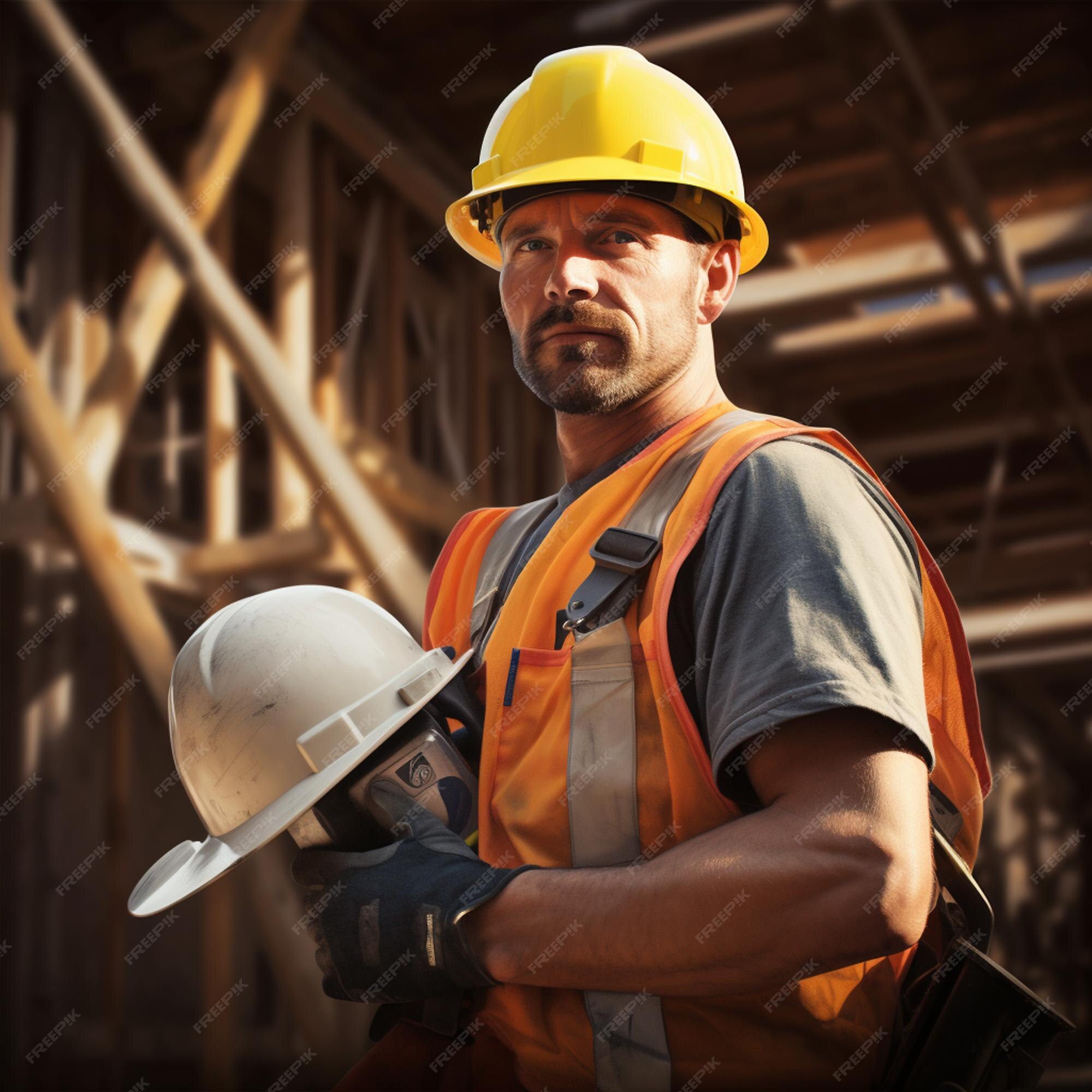 Trabalhador Da Construção Civil Em Casa Em Construção. Trabalhador Da  Construção De Um Homem, Um Local De Trabalho. Retrato Do Con Foto de Stock  - Imagem de casa, empregado: 278076726