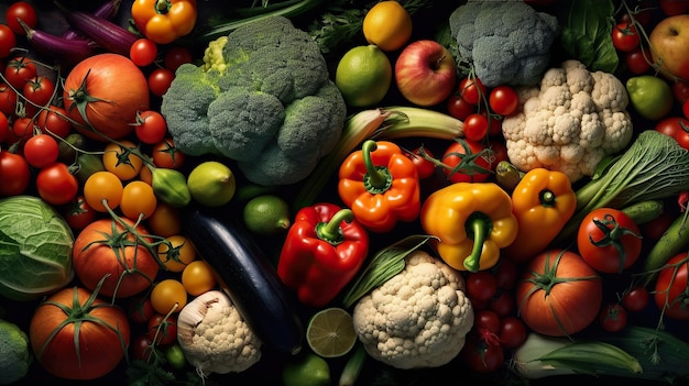 Foto grátis Uma foto de legumes e frutas