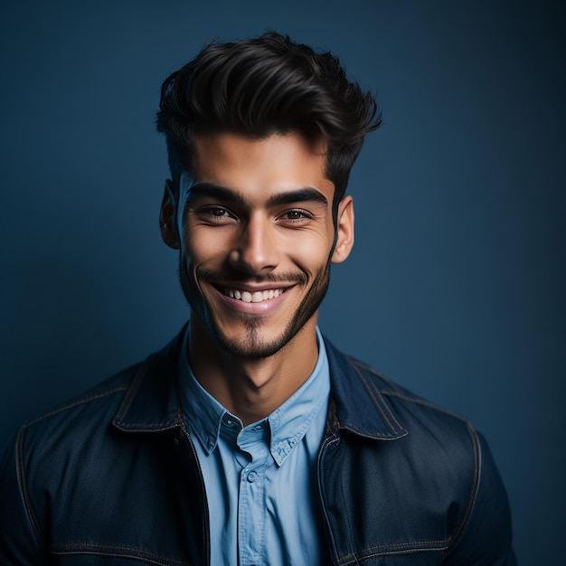 Foto gratis vista frontal del hombre joven en suéter rojo en la pared negra