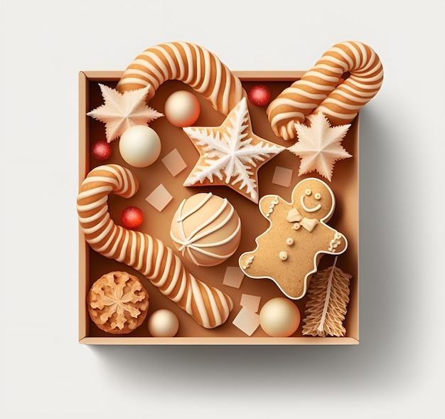 Foto gratis vista superior de galletas navideñas con fondo de madera