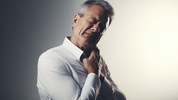 Foto foto gratuita de un anciano con dolor de cuello