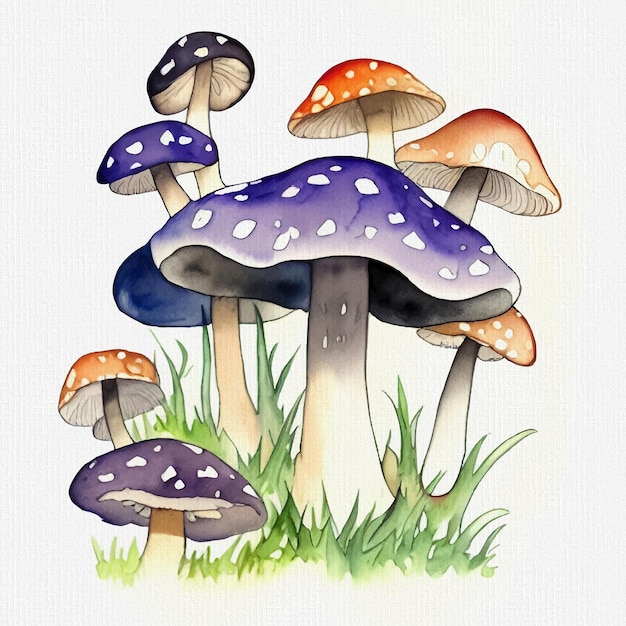 Foto gratuita de ilustração de cogumelos em aquarela