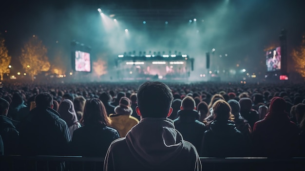 Foto gratuita de uma multidão de fãs assistindo