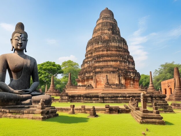 Foto gratuita Estátua de Buda sentado no parque histórico de sukhotai tailândia