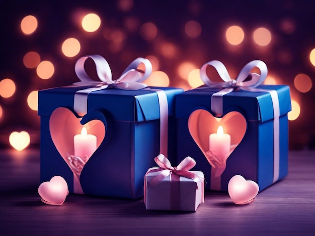 foto gratuita Feliz día de San Valentín velas y cajas de regalos