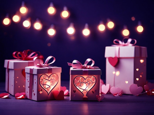 foto gratuita Feliz día de San Valentín velas y cajas de regalos
