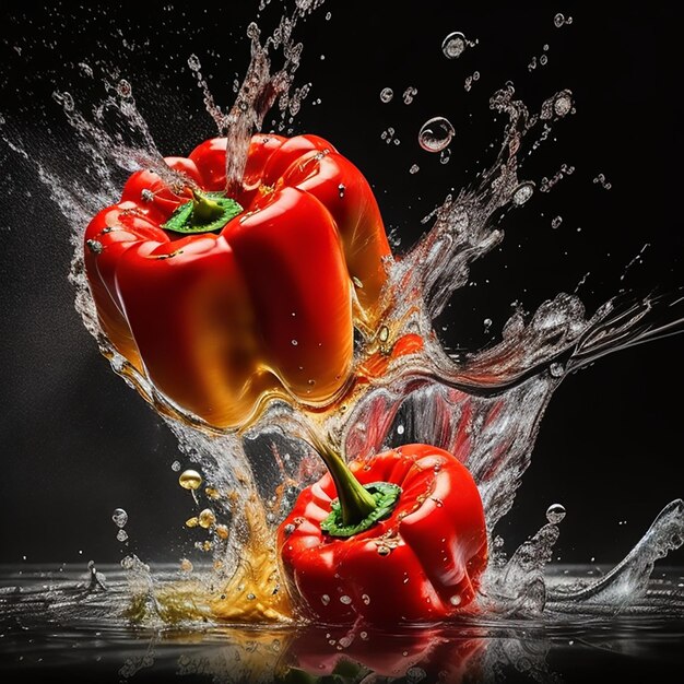 Foto foto gratuita fotografía realista capsicum gotas de agua movimiento