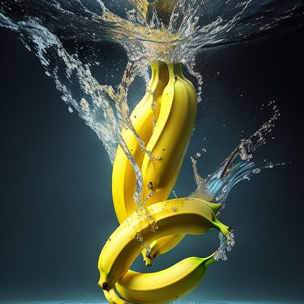 Foto foto gratuita fotografía realista movimiento de gotas de agua de plátano