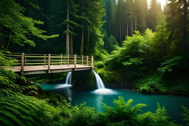 foto gratuita hermosa vista de la vegetación y un puente en el bosque perfecto para el fondo