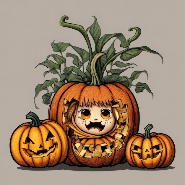 Foto gratuita Una ilustración de una encantadora calabaza