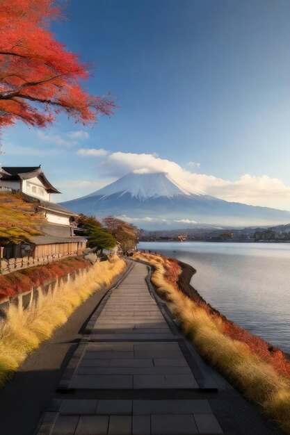 foto gratuita montanha fuji e lago kawaguchiko na manhã estações de outono montanha fuji em yamanachi i