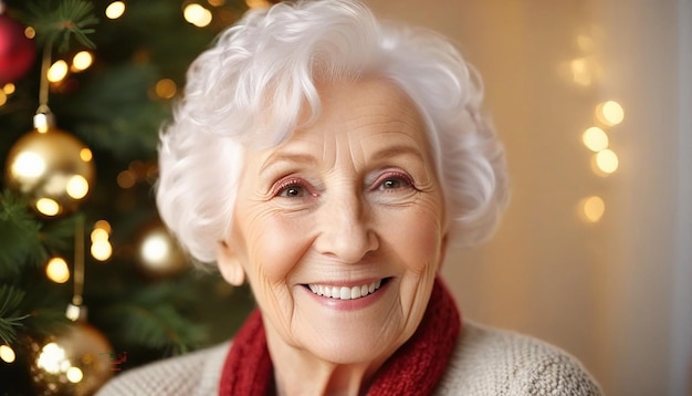 Foto gratuita de Navidad mujer mayor alegre y sonriente