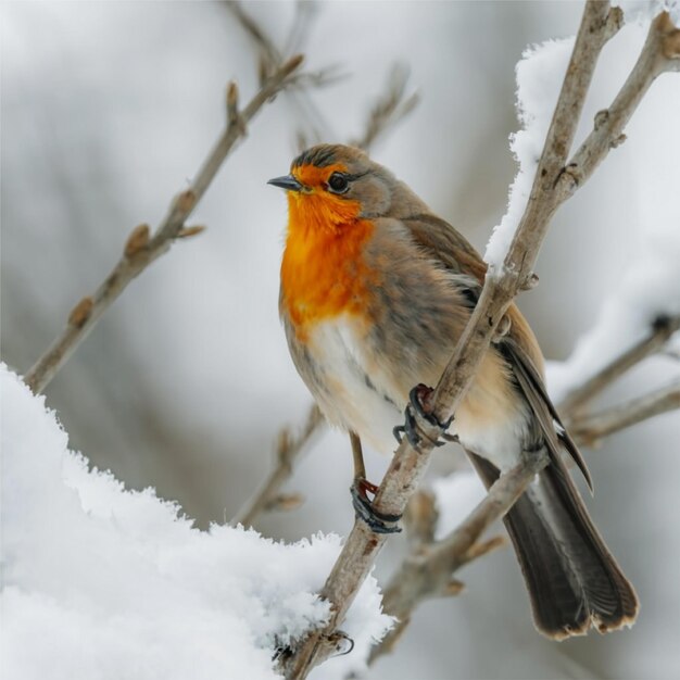 Foto gratuita pájaro colorido sentado en una rama de árbol temporada de invierno