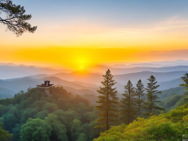 Foto gratuita punto de referencia turismo forestal amanecer famoso antiguo