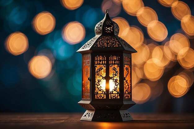 Foto gratuita de Ramadán Kareem Eid Mubarak Lámpara real elegante con la Puerta Santa de la Mezquita