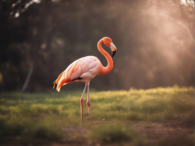 Foto gratuita um pássaro flamingo rosa gerada por IA