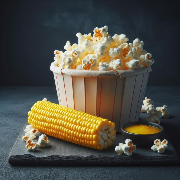 foto gratuita vista delantera palomitas de maíz frescas con maíz cortado en amarillo en una superficie oscura bocadillo comida de palomita de maíz