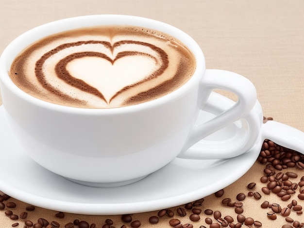 Foto gratuita xícara de café com um coração desenhado