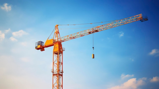 Una foto de una grúa de construcción contra un cielo azul que simboliza el progreso arquitectónico