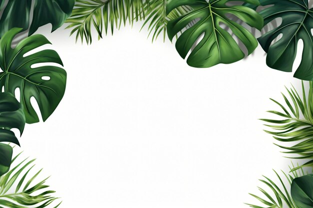 Foto foto grüne tropische palmblätter monstera auf weißem hintergrund generative ki