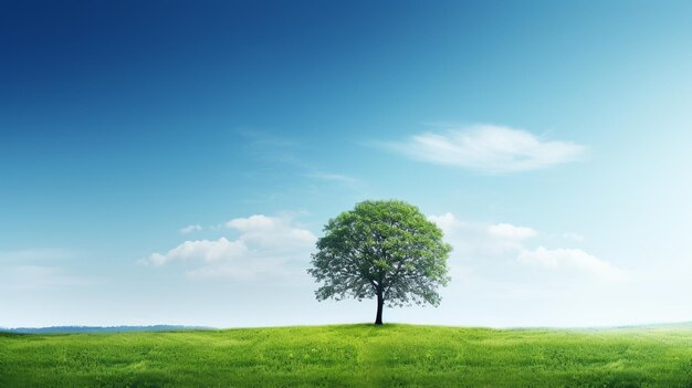 Foto grüner Feldbaum und blauer Himmelgroßartig