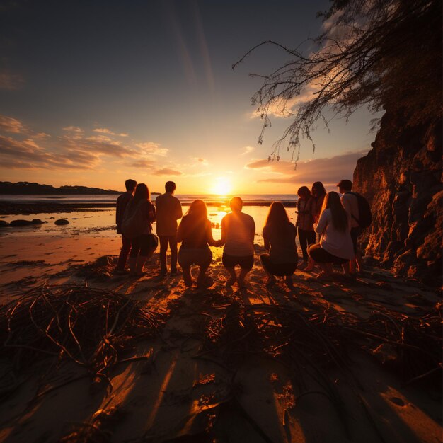 Foto de un grupo de adolescentes tomados de la mano.