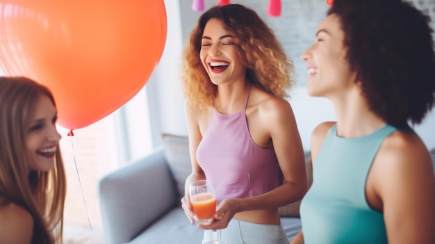 Foto de un grupo de amigos de fiesta en casa