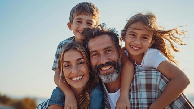 Foto una foto de grupo de familia feliz en el interior