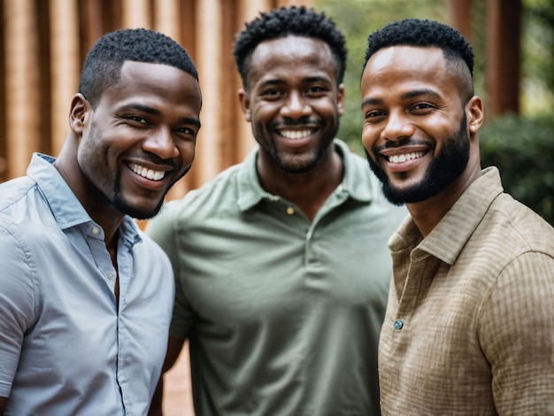 Foto foto de grupo feliz hombre negro fuerte ia generativa