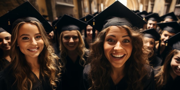 Foto foto de un grupo de graduados felices ia generativa