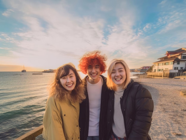 Foto de un grupo de jóvenes en una playa.