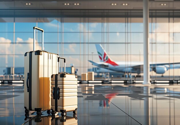 Foto foto de un grupo de maletas de viaje en el aeropuerto