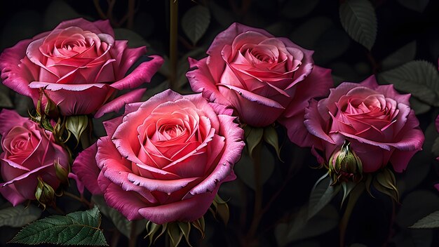 Foto de un grupo de rosas rosas