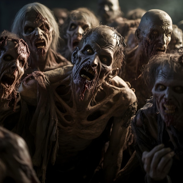 Foto del grupo de zombis generativo ai
