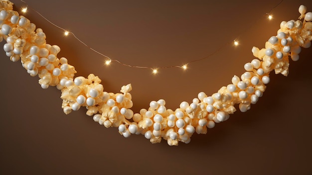Una foto de una guirlanda de palomitas de maíz festiva para la decoración