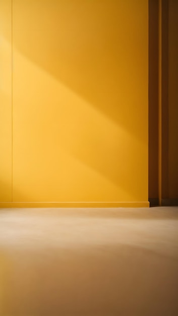 Foto de una habitación de colores brillantes con una pared amarilla y un piso blanco