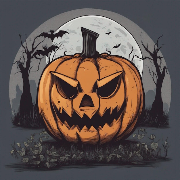 Foto Halloween-Hintergrund gruselige Kürbisse in der Nacht Halloween-Konzeptfoto